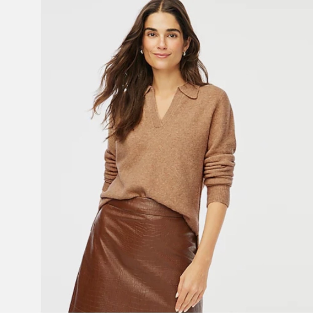 Banana Republic Camel Polo-Collar Knit Sweater